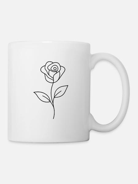 Minimalistische Rose - elegant & modern - Tasse - Weiß