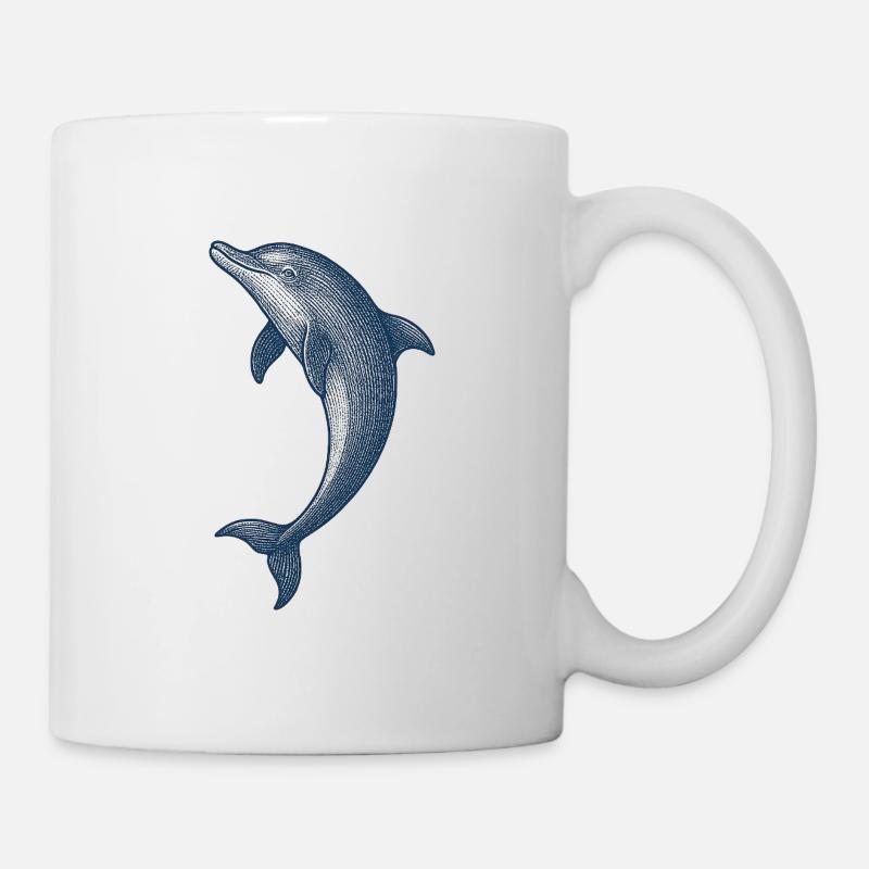 Vintage Dolphin Illustration for Apparel - Mug - white