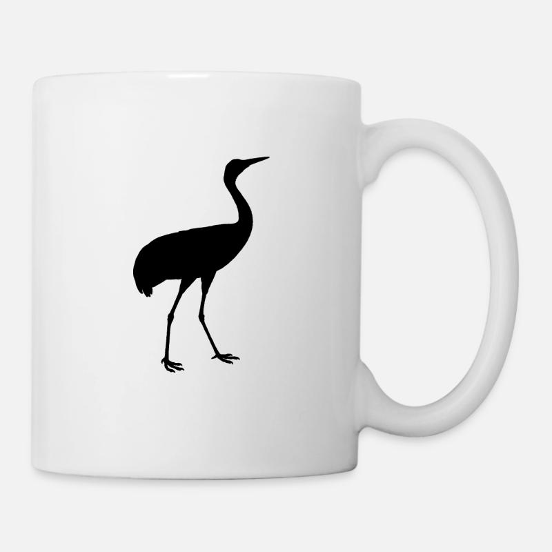Kran Kranich Vogel Silhouette - Tasse - Weiß