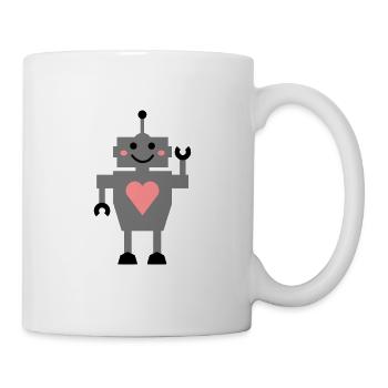 Winkender Roboter mit Antenne und Herz - Tasse - Weiß - Rechts