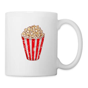 Retro Vintage Grunge Style Popcorn - Tasse - Weiß - Rechts