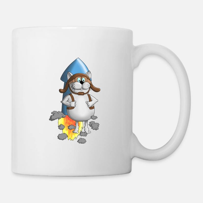 Neuanfang - Rakete - Comic - Tasse - Weiß