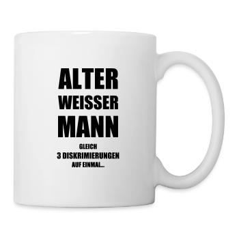 Design "Alter weißer Mann" - 3 Diskriminierungen-2 - Tasse - Weiß - Rechts