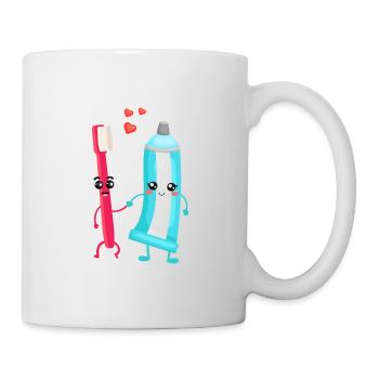 Zahnbürste & Zahnpasta Paar Geschenk für Zahnärzte - Tasse - Weiß - Rechts