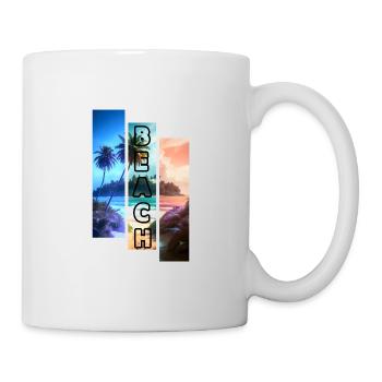 Motif de plage 3 couleurs avec lettrage de plage - Mug blanc - blanc - Droite