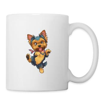 Niedlicher verspielter Yorkie Yorkshire Terrier - Tasse - Weiß - Rechts