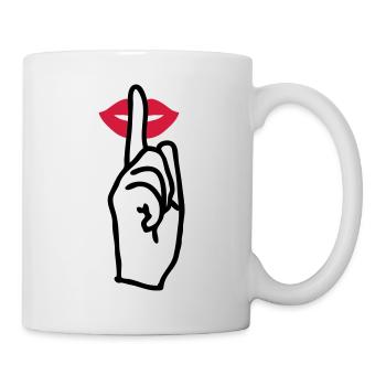 Mund psst - alle leise sein! - Tasse - Weiß - Rechts