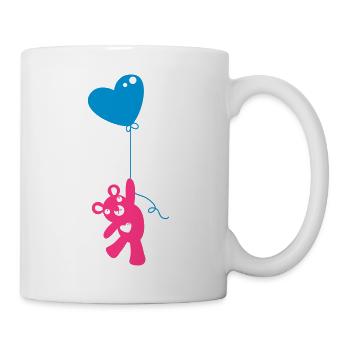 Teddy hält einen Herz-Ballon - Tasse - Weiß - Rechts
