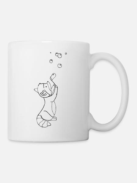 racoon outline - Tasse - Weiß