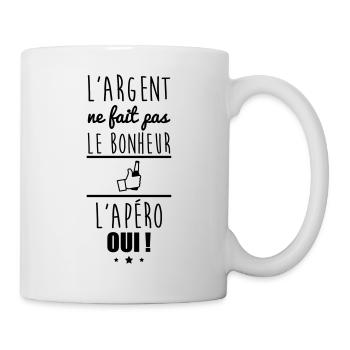 Argent Pas Bonheur Apéro, Apero, Alcool - Mug blanc - blanc - Droite