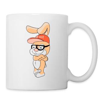 Lapin cool avec capuchon et lunettes - Mug blanc - blanc - Droite