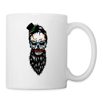 Kopf des bärtigen Barthut-Schnurrbartes des Todes Hipster - Tasse - Weiß - Rechts