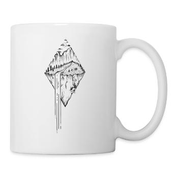Naturlandschaft mit Fluss und Bergen - Tasse - Weiß - Rechts