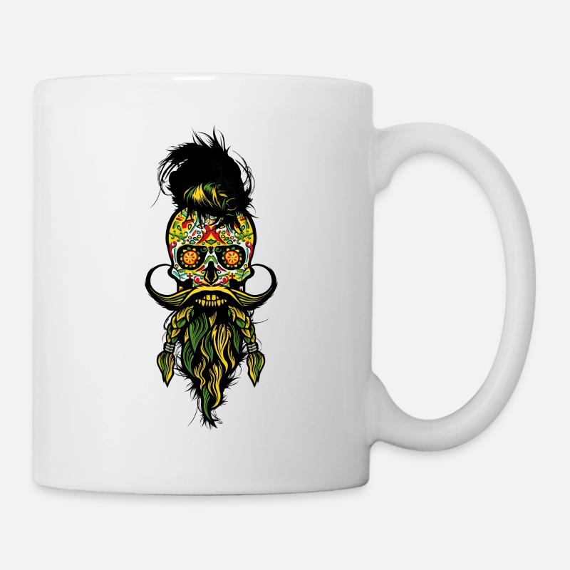 Kopf des mexikanischen Hipsters des Todes Bart Bart Bart - Tasse - Weiß