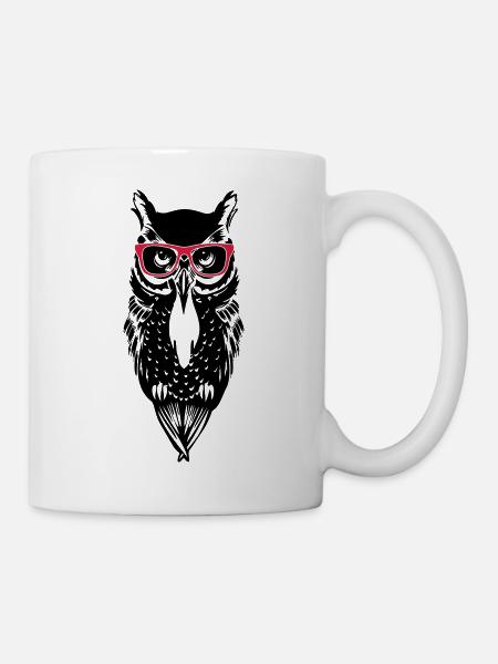 hibou owl_glasses_2 - Mug blanc - blanc