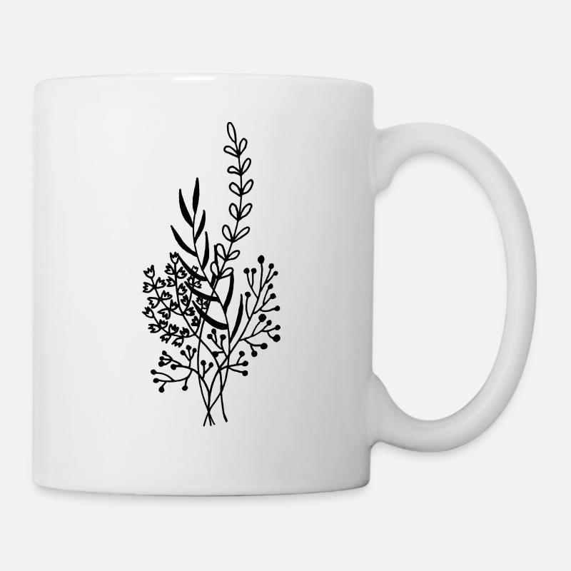 Black Flowers Bouquet - Mug blanc - blanc