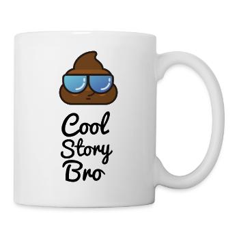 Cool Story Bro Kackhaufen Emoji Sonnenbrille Kot - Tasse - Weiß - Rechts