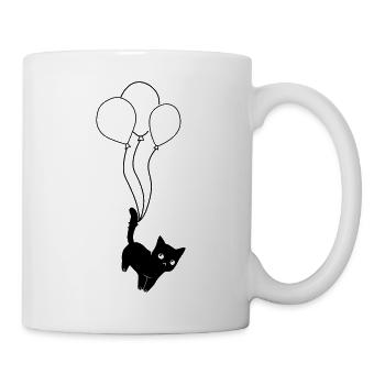 Chat chaton ballon vole sur des ballons - Mug blanc - blanc - Droite