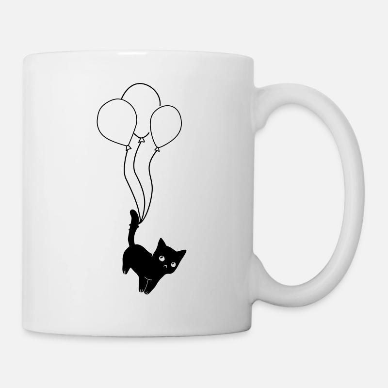 Chat chaton ballon vole sur des ballons - Mug blanc - blanc