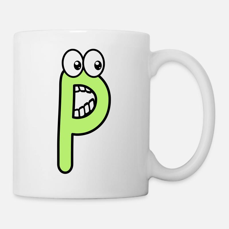 P - lettre P avec les yeux 👀 - Mug blanc - blanc