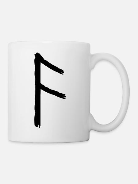viking black ansuz rune symbol - Mug - white