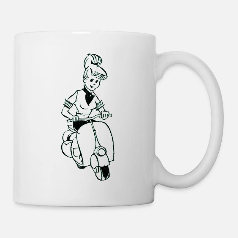 Scooter, Scooter, Rétro, Vintage, Permis de conduire - Mug blanc - blanc