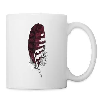 Petite plume marron dessinée à la main (buse) - Mug blanc - blanc - Droite