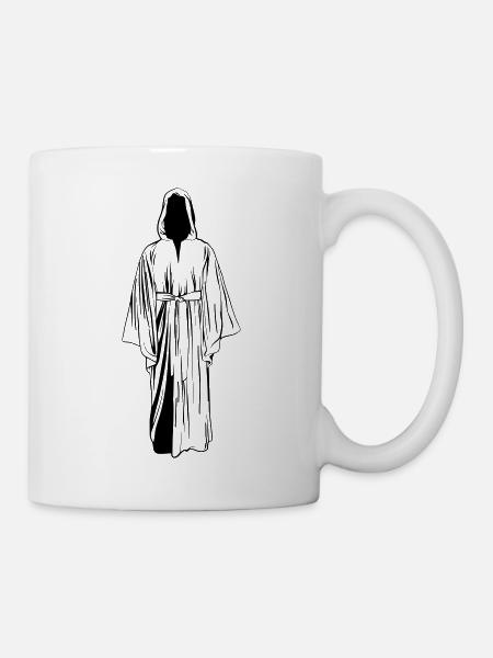 Mönch Illustration Linear - Tasse - Weiß