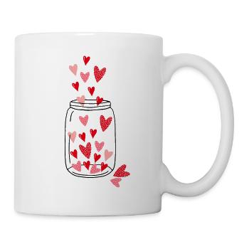 Valentines jar with hearts - Tasse - Weiß - Rechts