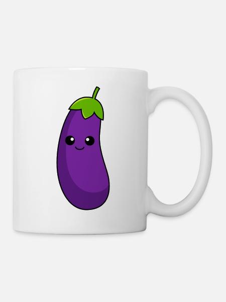 Aubergine Comic - Tasse - Weiß