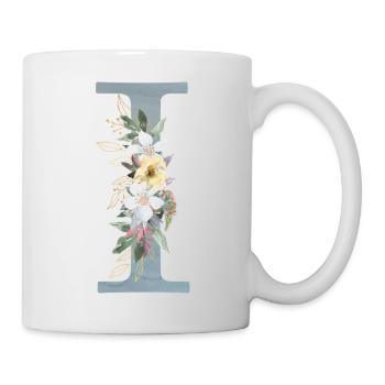 Monogram I des fleurs de printemps - Mug blanc - blanc - Droite