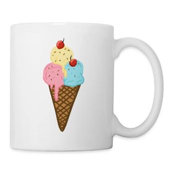 Crème glacée colorée en gaufre aux cerises douce été - Mug blanc - blanc - Droite