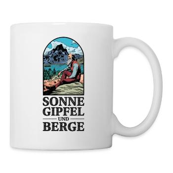Sonne Gipfel und Berge. Wandern Design - Tasse - Weiß - Rechts