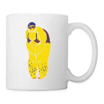 Gelbe Schwimmerin - Tasse - Weiß - Rechts