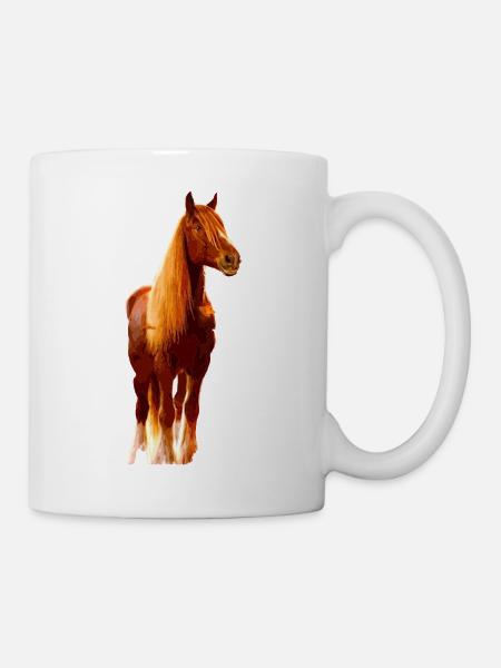 Pferd in braun, Pferdeliebhaber , Geschenkidee - Tasse - Weiß