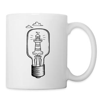 Lighthouse light bulb with clouds - Holiday by the sea - Mug - white - Right