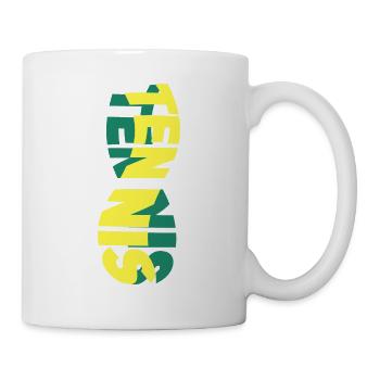 Tennis Tennisspieler Ball Sport Schrift Bunt - Tasse - Weiß - Rechts