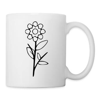 Blume Zeichnung Natur Skizze schwarz - Tasse - Weiß - Rechts