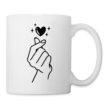 K-Pop Saranghae Liebe Hand Herz - Tasse - Weiß - Rechts