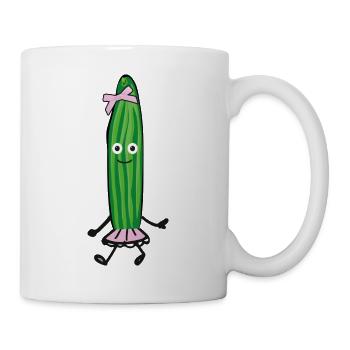 gurken ,kleid,gurken,gurke,salatgurke,schleife - Tasse - Weiß - Rechts