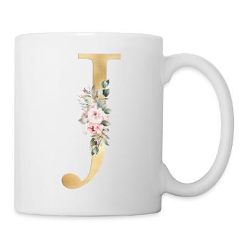 Personalisierbar Monogramm J Floral - Tasse - Weiß - Rechts