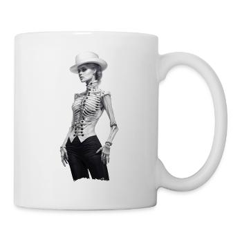 Vintage: Skelett-Illustration in schwarz/weiss - Tasse - Weiß - Rechts