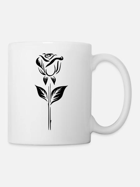 Einfaches Rosen-Logo-Design - Tasse - Weiß