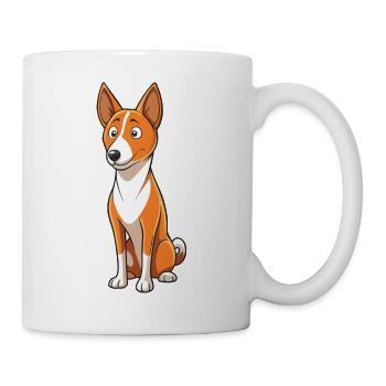 Neugieriger Basenji neigt den Kopf und hört aufmerksam zu - Tasse - Weiß - Rechts