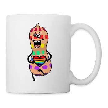 Erdnüsse Regenbogen Gay Pride Herz Liebe - Tasse - Weiß - Rechts