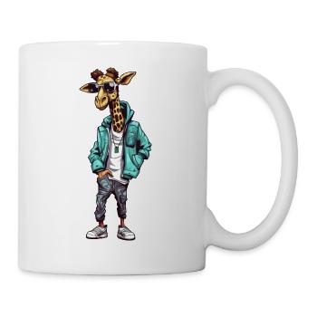 Bunte Giraffe Hip Hop Style - Tasse - Weiß - Rechts
