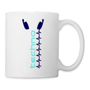 Techno Musik Kopfhörer Puls Herzschlag Frequenz - Tasse - Weiß - Rechts