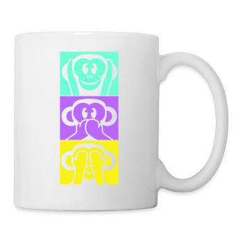 3 singes sages n’entendent rien dire voir s’amuser avec les singes - Mug blanc - blanc - Droite