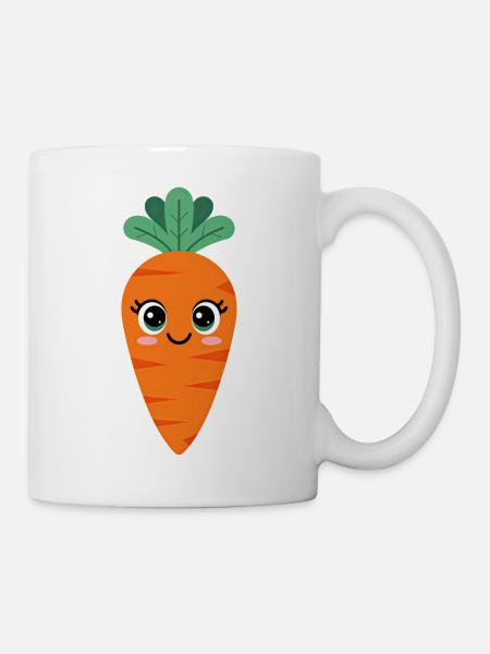 Süße Karotte - Kawaii Möhre - Tasse - Weiß