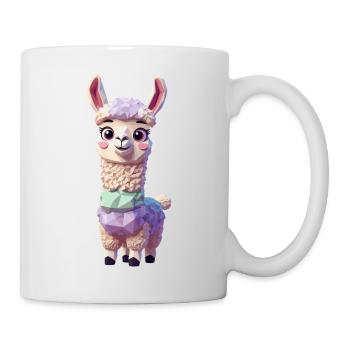 Süßes Polygon-Lama Alpaka Familienmotiv - Tasse - Weiß - Rechts